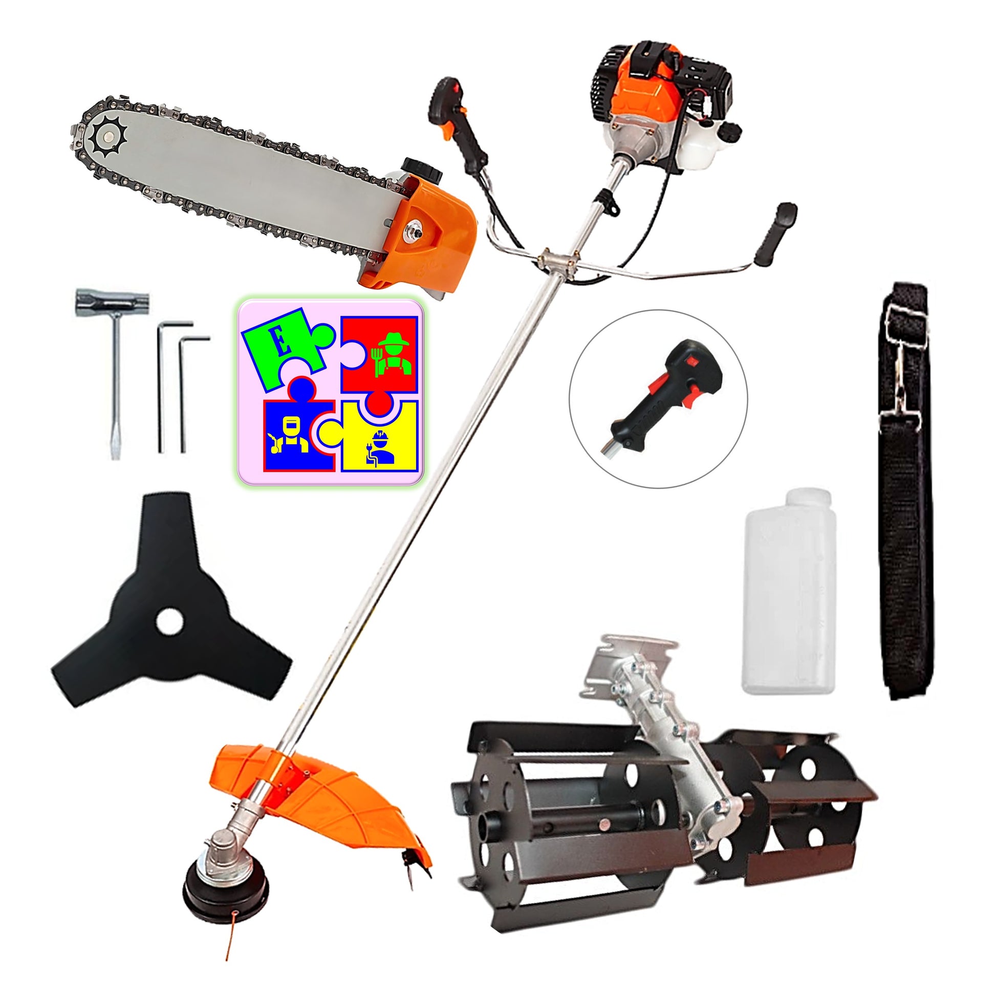 Motocoasa pe benzina ALFA 7* PROFESSIONAL, Accesorii, 52cc-6CP, DISC STEA METALIC + CAP DRUJBA, + PRASITOARE