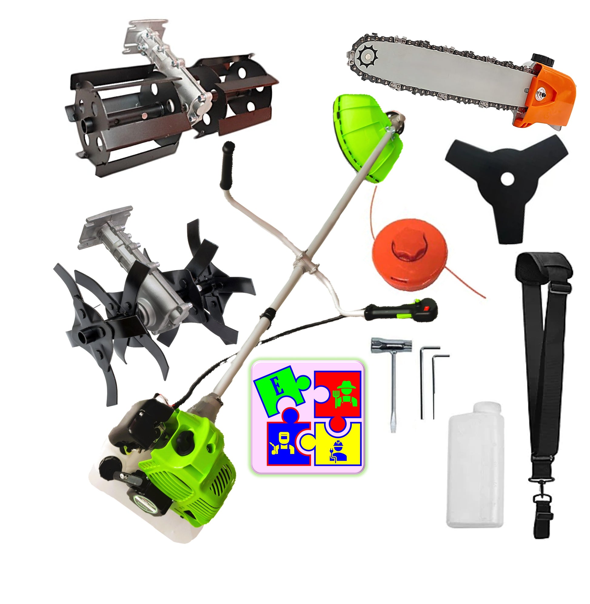 Motocoasa pe benzina ALFA 7* PROFESSIONAL, Accesorii si 1xDisc Stea, 8CP, VERDE, Plus Cap DRUJBA, PRASITOARE, CULTIVATOR