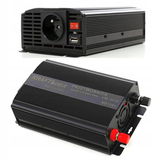 eGOSPODARi.ro Convertor curent electric de la 12V la 220V, compatibil baterie auto 12V,  KRAFT Profi K1250, Poza2