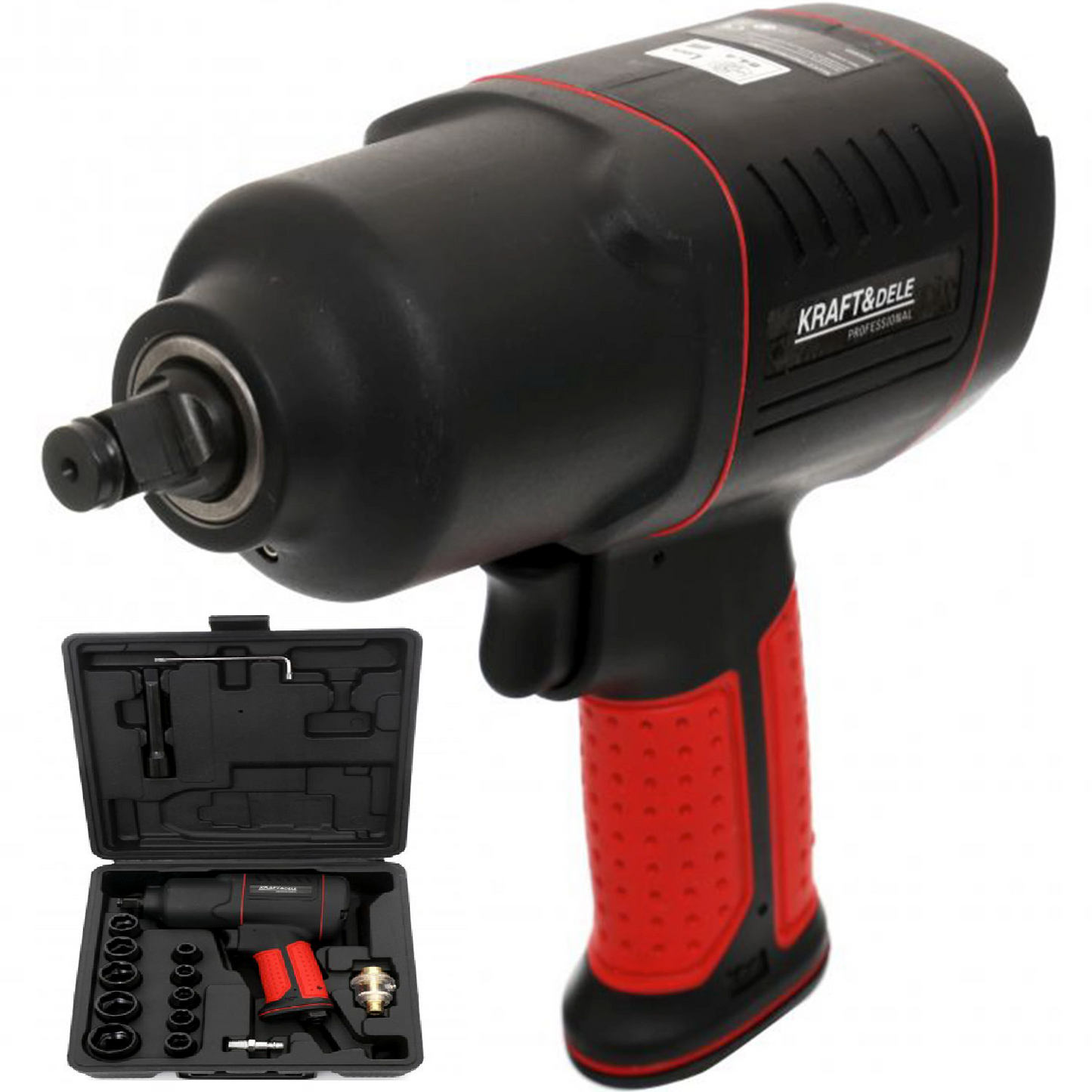 eGOSPODARi.ro Masina insurubat pneumatica (cheie impact) 1200Nm, include 10 tubulare, 7500RPM, KRAFT Profi K1433, Poza1