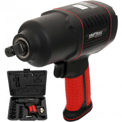 eGOSPODARi.ro Masina insurubat pneumatica (cheie impact) 1200Nm, include 10 tubulare, 7500RPM, KRAFT Profi K1433, Poza1