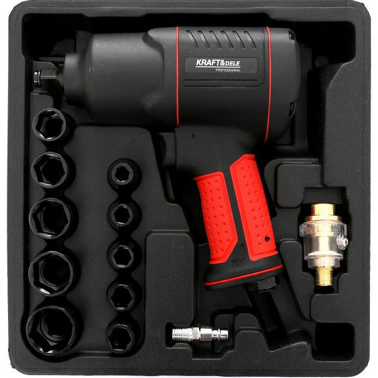 eGOSPODARi.ro Masina insurubat pneumatica (cheie impact) 1200Nm, include 10 tubulare, 7500RPM, KRAFT Profi K1433, Poza9