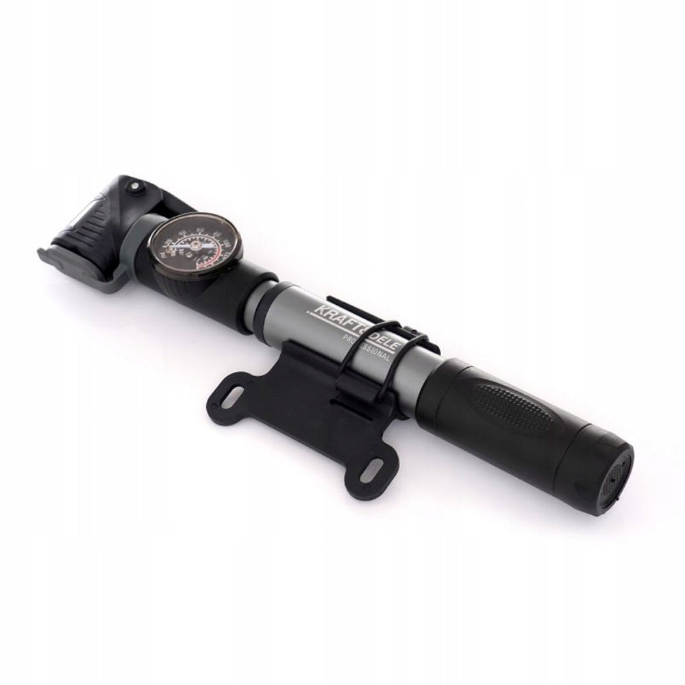 eGOSPODARi.ro Pompa Bicicleta Compacta cu indicator presiune, dimensiune 25cm, cap umflare dublu universal, KRAFT Profi K11823, Poza4