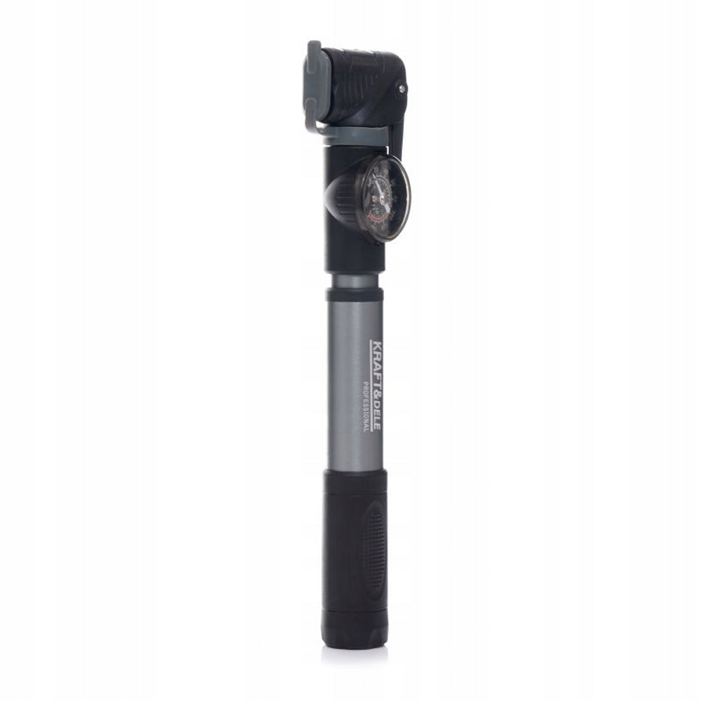 eGOSPODARi.ro Pompa Bicicleta Compacta cu indicator presiune, dimensiune 25cm, cap umflare dublu universal, KRAFT Profi K11823, Poza3