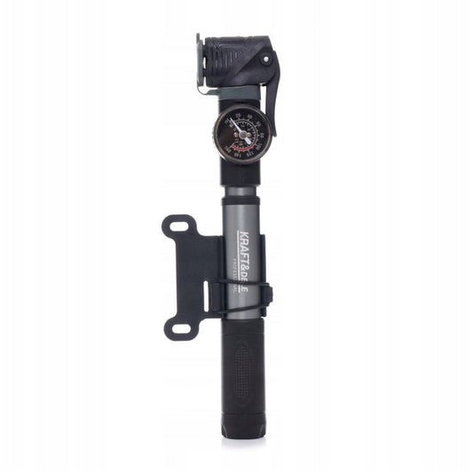 eGOSPODARi.ro Pompa Bicicleta Compacta cu indicator presiune, dimensiune 25cm, cap umflare dublu universal, KRAFT Profi K11823, Poza5
