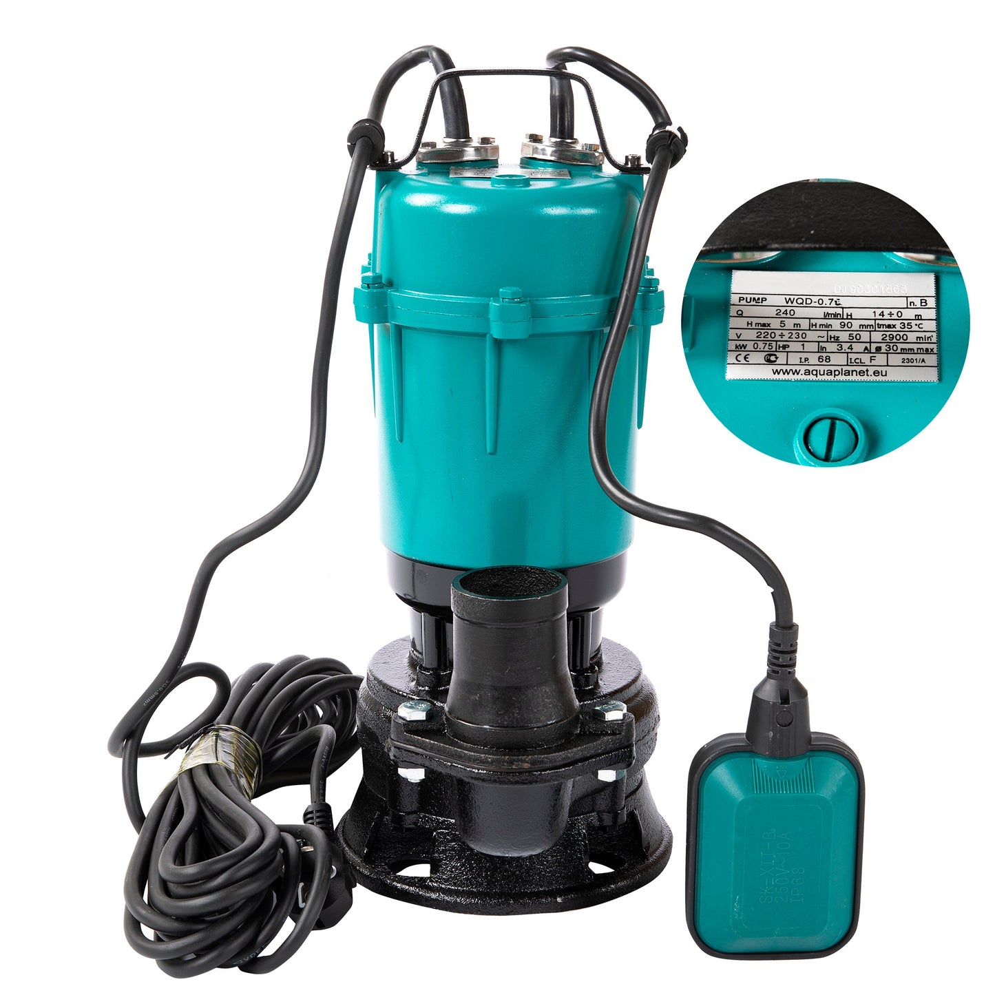 eGOSPODARi.ro % Pompa de drenaj cu flotor Liderman- Apc-WQD-0.75, 0.75 Kw, 240l/min, inaltime refulare 5m