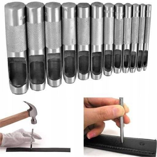 eGOSPODARi.ro Set 12 preducele metalice, gaurire piele si textile, dimensiuni variate 3-19mm, KRAFT Profi K11202, Poza1