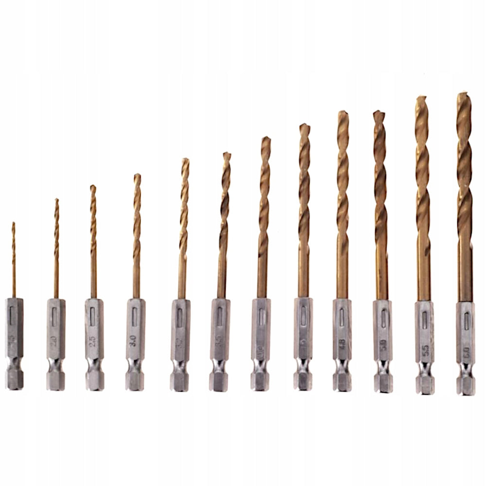 eGOSPODARi.ro Set 13 burghie cu aliaj din titan, Diametre 1.5-6.5mm, prindere hexagonala, KRAFT Profi K982, Poza3