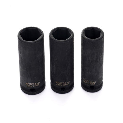 eGOSPODARi.ro Set 3 tubulare pentru masina de insurubat cu impact, Drive 1/2", Marimi intre 17-21mm, KRAFT Profi K11750, Poza8