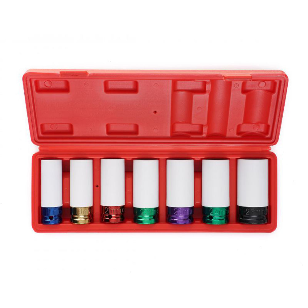 eGOSPODARi.ro Set 7 tubulare pentru masina de insurubat cu impact, Drive 1/2", Marimi intre 17-27mm, KRAFT Profi K11752, Poza2