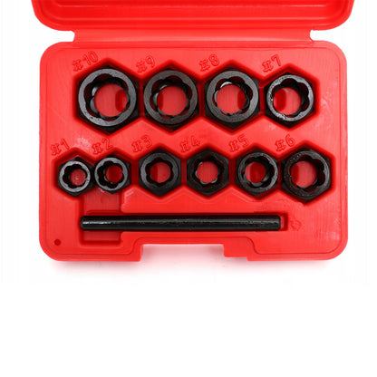 eGOSPODARi.ro Set 9 buc extractoare desfacere (extragere) suruburi sau piulite defecte, include prize externa pentru cap surub HEX 9-19mm, KRAFT Profi K10269, Poza4