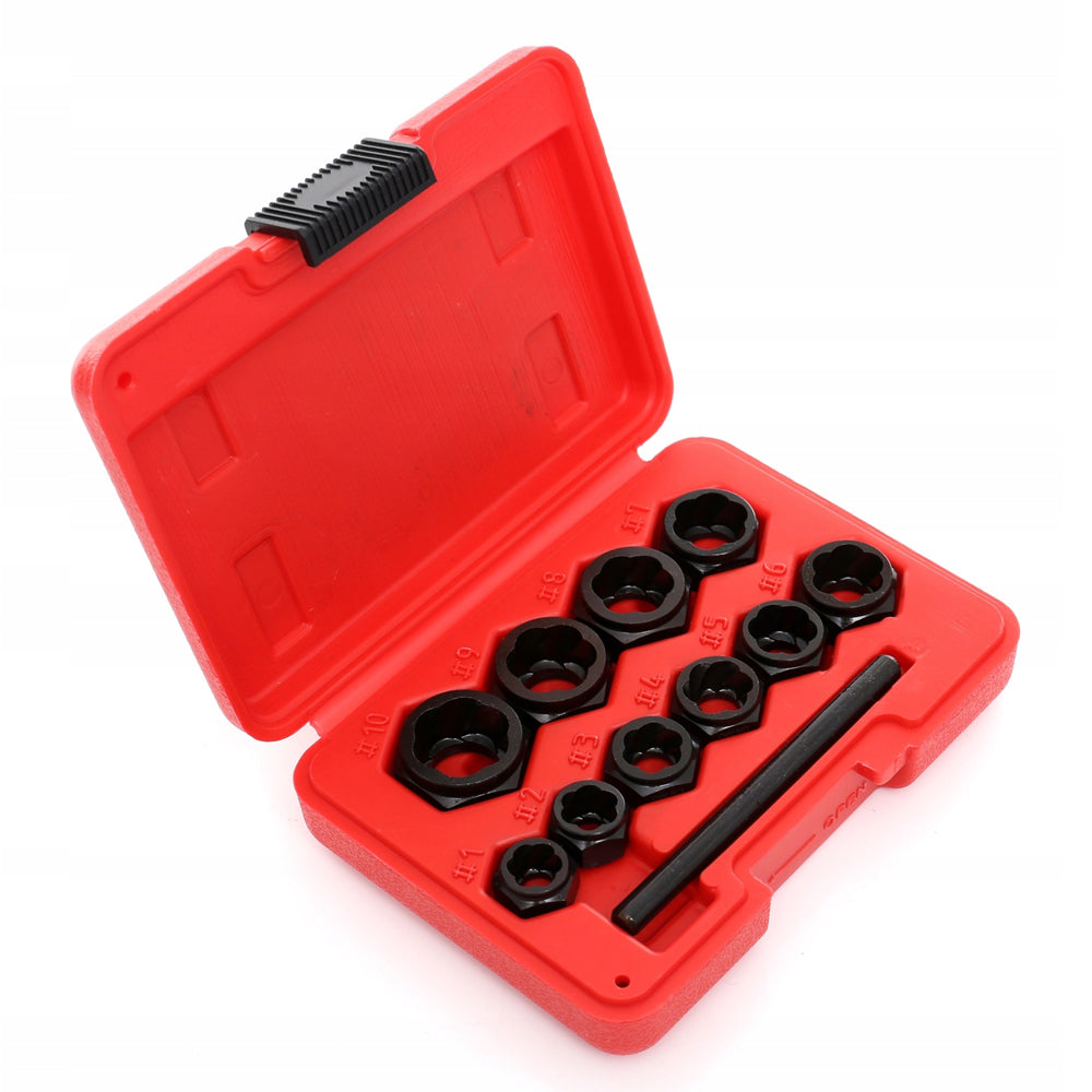 eGOSPODARi.ro Set 9 buc extractoare desfacere (extragere) suruburi sau piulite defecte, include prize externa pentru cap surub HEX 9-19mm, KRAFT Profi K10269, Poza3