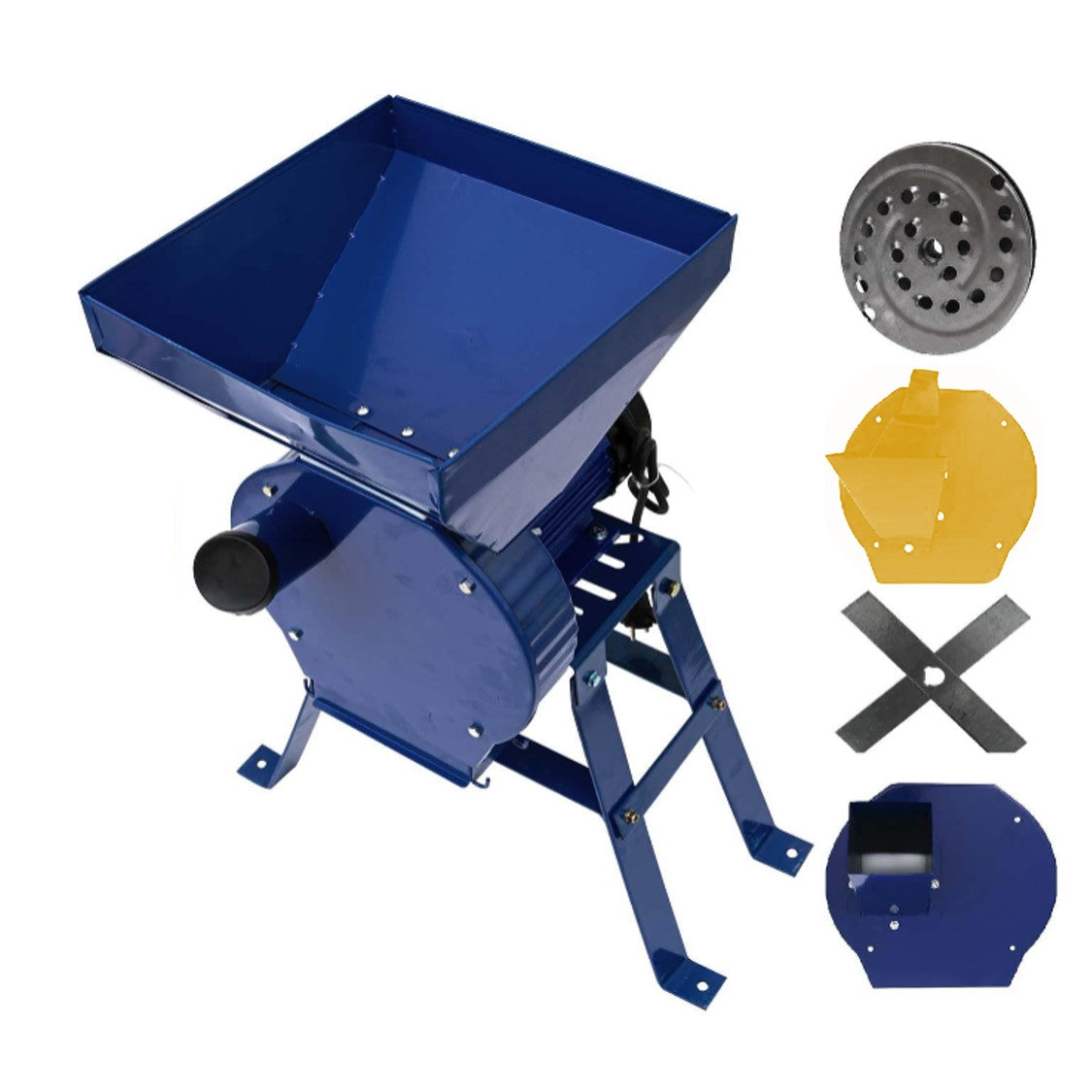 eGOSPODARi.ro % Set Moara cereale, stiuleti, lucerna si fructe/legume 4 in 1 , Alpin-PROFI, 3.9KW, Albastra, CUVA MARE, + Suport metal