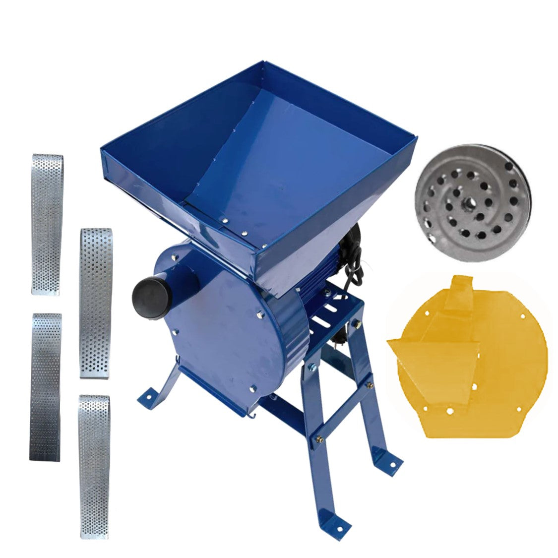 eGOSPODARi.ro % Set Moara cereale, stiuleti si fructe-legume 3 in 1 Alpin-PROFI seria E, 3.9kW, Albastra, cu ciocanele, CUVA MARE si suport cu picioare