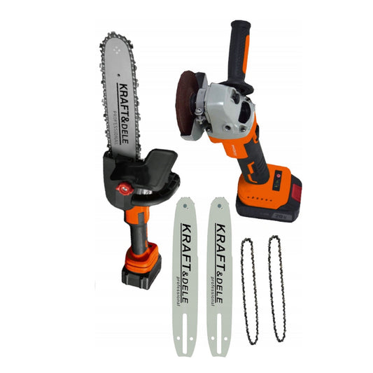 eGOSPODARi.ro Set Polizor unghiular / Flex 20V cu 2 Acumulatori 3Ah si Adaptor tip drujba cu 2 lame si 2 lanturi, KRAFT Profi K10624, Poza12