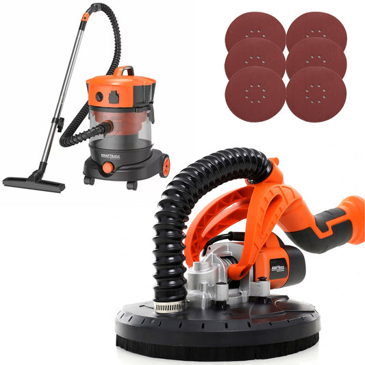 eGOSPODARi.ro Set Slefuitor pereti girafa 710W, 225mm + Aspirator umed uscat industrial fara sac 1400W, KRAFT Profi K1541-K5156, Poza1