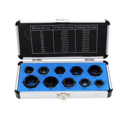 eGOSPODARi.ro Set desfacere (extragere) suruburi sau piulite defecte, include 10 buc priza externa pentru cap surub HEX 9-19mm, KRAFT Profi K10268, Poza1