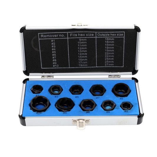 eGOSPODARi.ro Set desfacere (extragere) suruburi sau piulite defecte, include 10 buc priza externa pentru cap surub HEX 9-19mm, KRAFT Profi K10268, Poza1