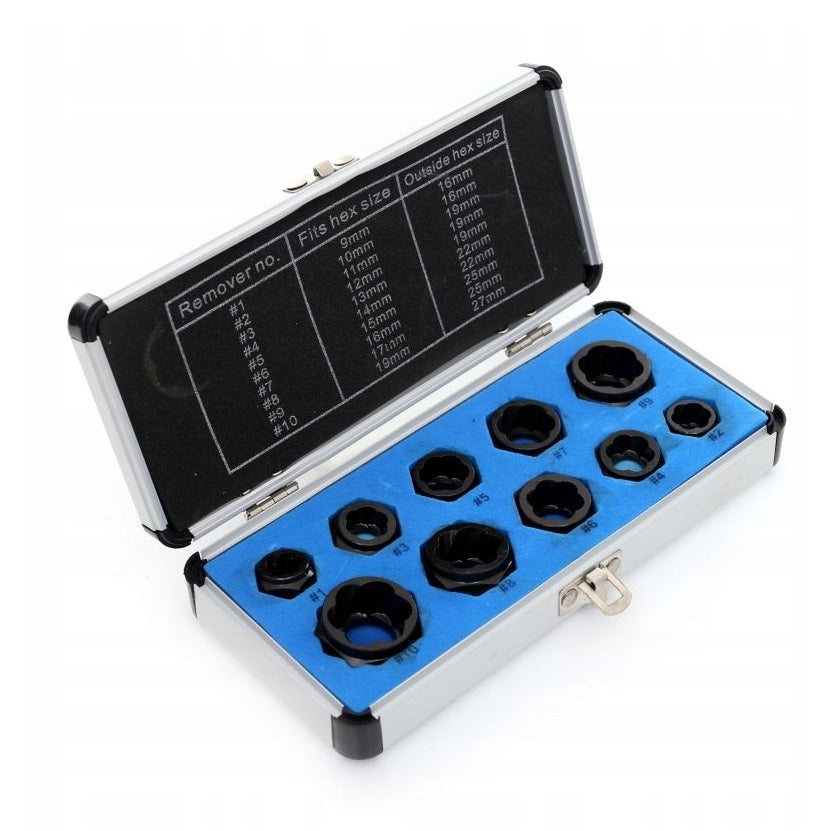 eGOSPODARi.ro Set desfacere (extragere) suruburi sau piulite defecte, include 10 buc priza externa pentru cap surub HEX 9-19mm, KRAFT Profi K10268, Poza2