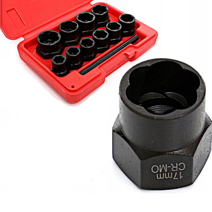 eGOSPODARi.ro Set extractoare desfacere (extragere) suruburi sau piulite defecte, include 9 buc priza externa pentru cap surub HEX 9-19mm, KRAFT Profi K10270, Poza2