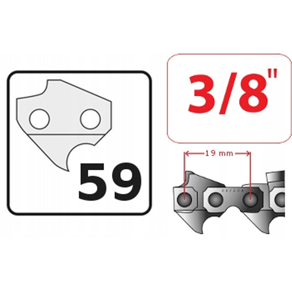 eGOSPODARi.ro-Set lama + 2 lanturi drujba, VOKNER 10152, Lama 40cm, Pas lant 3.8, Zale 59-1-2-3-4-5-6-7-8-9