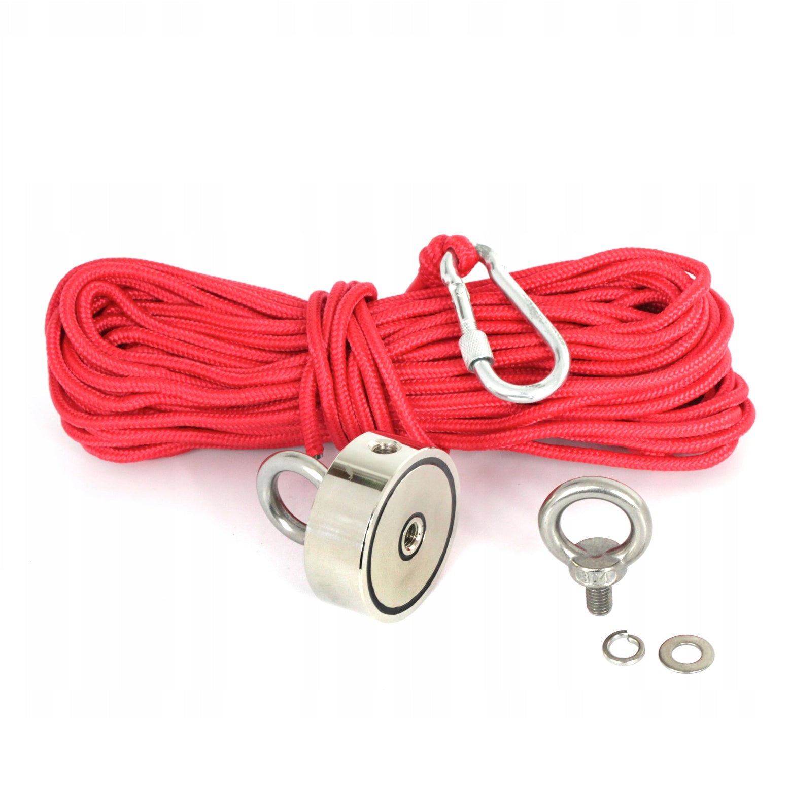 eGOSPODARi.ro Set magnet neodim, max. 240kg, cu carabiniera, franghie si manusi, KRAFT Profi K10416, Poza7