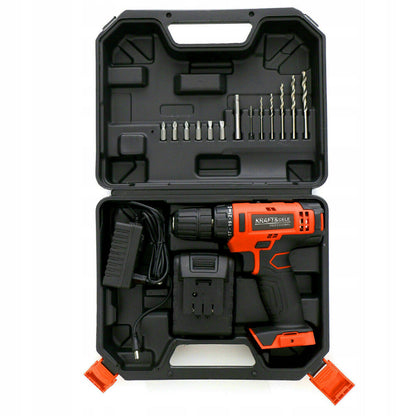 eGOSPODARi.ro Set masina insurubat si gaurit cu acumulator 18V, include burghie, biti si cutie depozitare, KRAFT Profi K1572, Poza9