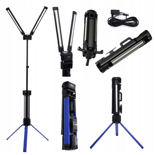 eGOSPODARi.ro Sistem iluminare multifunctional cu trepied si 2 proiectoare LED reglabile, 10000Lm in 2 culori, acumulator 4000mAh, KRAFT Profi K1266, Poza1