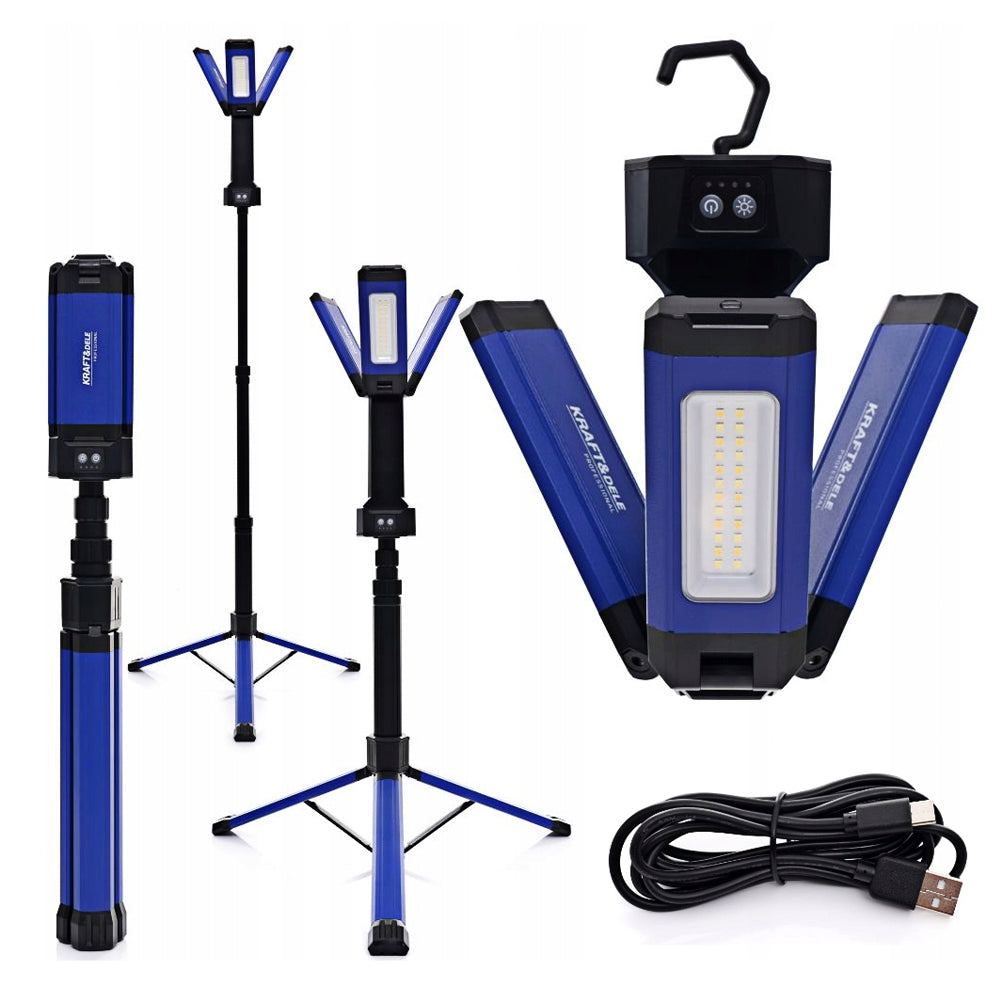 eGOSPODARi.ro Sistem iluminare multifunctional cu trepied si 3 proiectoare LED reglabile, 2000Lm in 2 culori, acumulator 4000mAh, KRAFT Profi K1267, Poza1