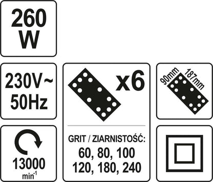 eGOSPODARi.ro % Slefuitor cu vibratii Yato YT-82230, 187x90 mm, 260 W, 187x90 mm