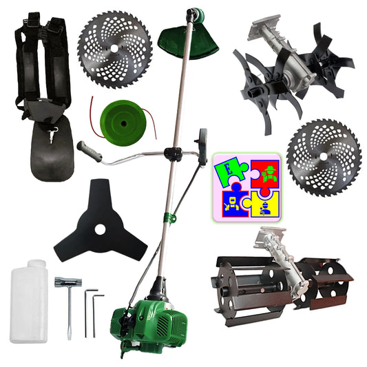 eGOSPODARi.ro % Motocositoarea FERMIERULUI-GOSPODAR, 2xDiscuri Vidia, 1xDisc Stea, 52cc, VERDE-6CP, Plus PRASITOARE, +CULTIVATOR