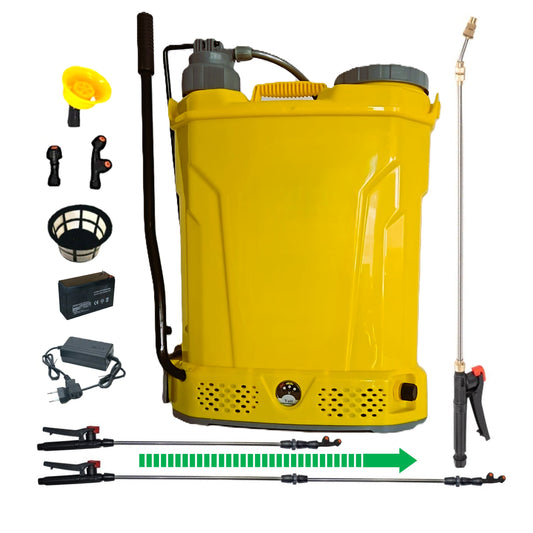 eGospodari.ro % SET Pompa stropit 18L cu acumulator si Manuala, Galbena, Vermorel (2-in-1), +Lance telescopica de 3m