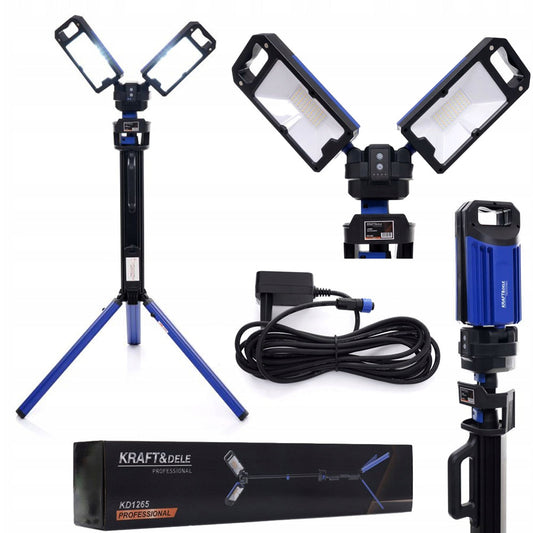 eGospodari.ro % Lampa multifunctionala reincarcabila KRAFT Profi K1265, 2 proiectoare LED, 4000Lm, acumulator 4000mAh, 6 moduri, 2 culori, cu trepied , pentru ateliere, camping, constructii etc