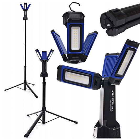 eGospodari.ro % Lampa multifunctionala reincarcabila KRAFT Profi K1268, 3 proiectoare LED, 4500Lm, acumulator 4000mAh, 3 moduri, 2 culori, cu trepied , pentru ateliere, camping, constructii etc