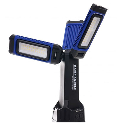eGospodari.ro % Lampa multifunctionala reincarcabila KRAFT Profi K1268, 3 proiectoare LED, 4500Lm, acumulator 4000mAh, 3 moduri, 2 culori, cu trepied , pentru ateliere, camping, constructii etc