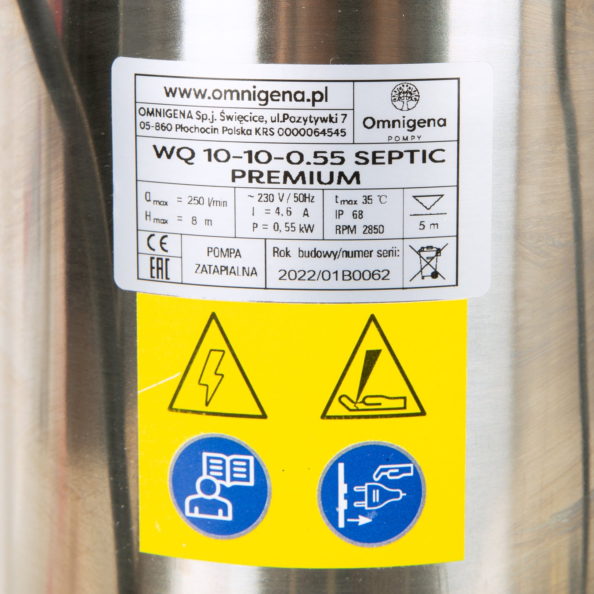 eGospodari.ro % Pompa apa murdara OMNI Polonia WQ 10-10-0.55 SEPTIC, 0.55kW, debit 250l/min, H refulare 8m, submersibila