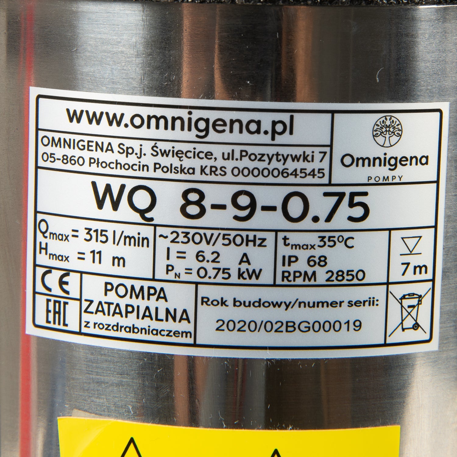 eGospodari.ro % Pompa apa murdara cu tocator OMNI Polonia WQ 8- 9-0,75, 0.75KW, debit 315l/min, H refulare 11m, submersibila