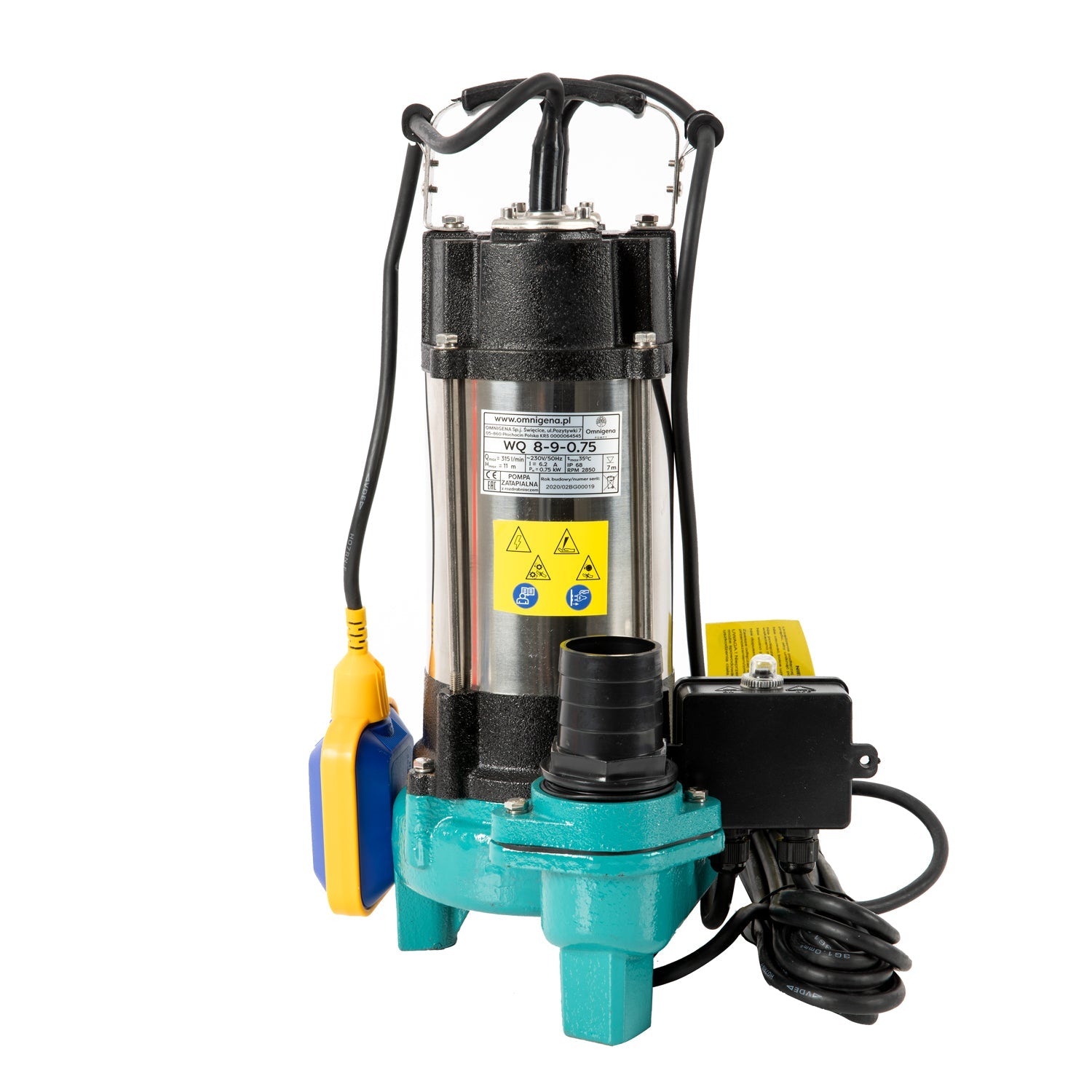 eGospodari.ro % Pompa apa murdara cu tocator OMNI Polonia WQ 8- 9-0,75, 0.75KW, debit 315l/min, H refulare 11m, submersibila