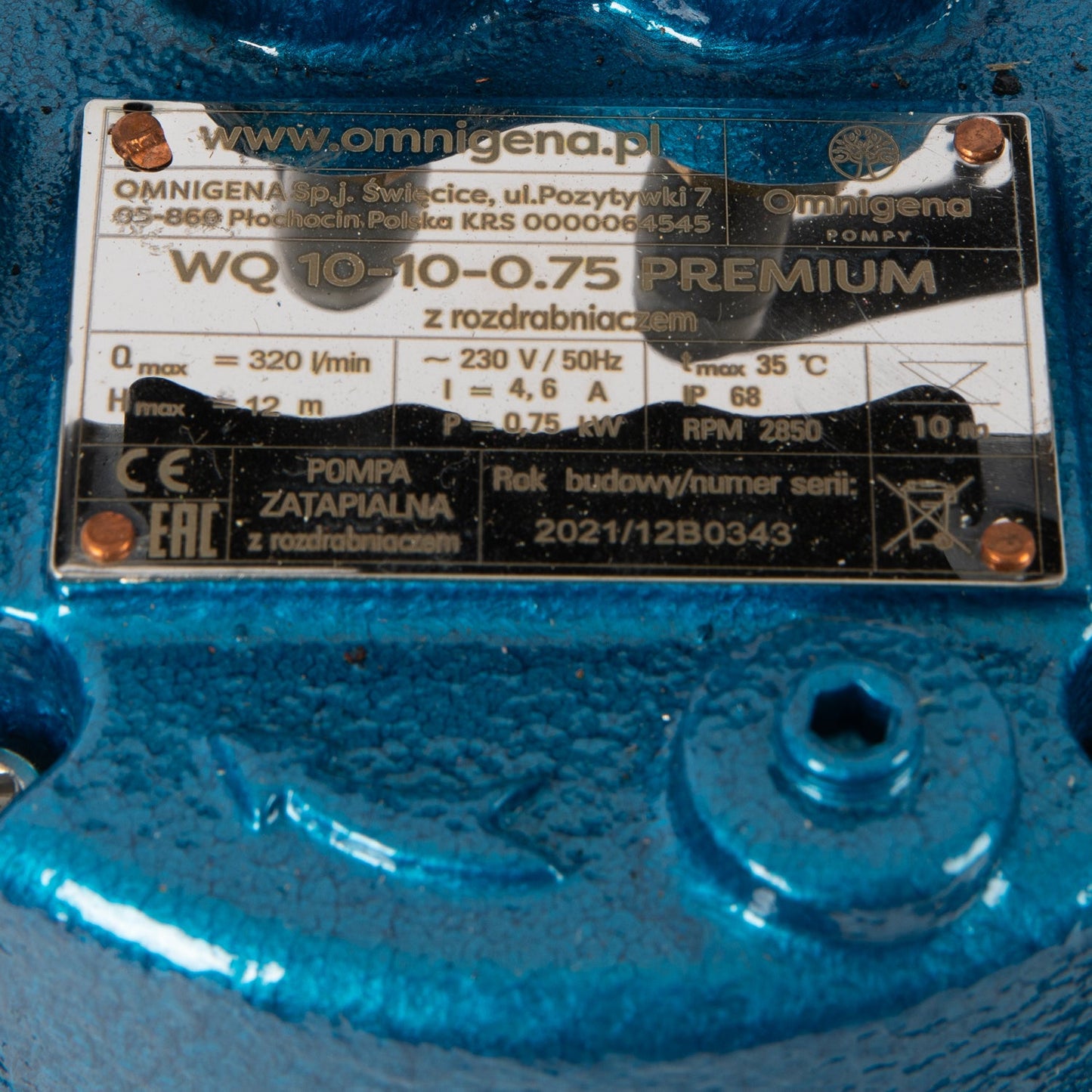 eGospodari.ro % Pompa apa murdara cu tocator OMNI Polonia WQ 10-10-0,75, 0.75KW, debit 250l/min, H refulare 12m, submersibila
