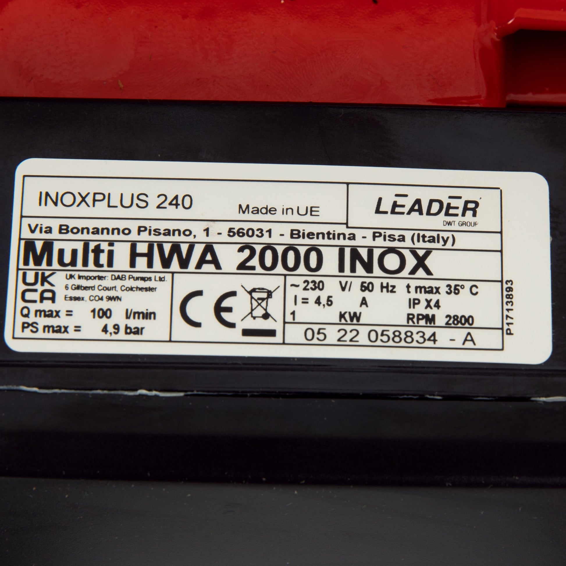 eGospodari.ro % Pompa de suprafata OMNI Polonia Multi HWA 2000 INOX, 230V, 1kW, 100l/min, H refulare 46m