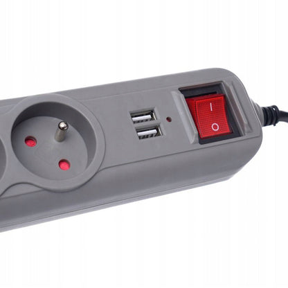 eGospodari.ro % Prelungitor electric 1.5m cu intrerupator KRAFT Profi K4033, 5 prize, 2 mufe USB