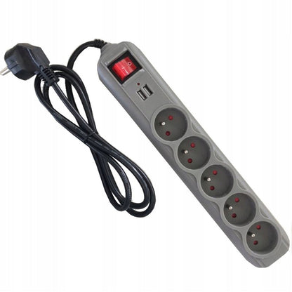 eGospodari.ro % Prelungitor electric cu 5 prize, 2 mufe USB si intrerupator KRAFT Profi K4034, lungime 3m