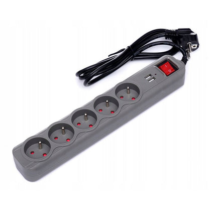 eGospodari.ro % Prelungitor electric cu 5 prize, 2 mufe USB si intrerupator KRAFT Profi K4034, lungime 3m