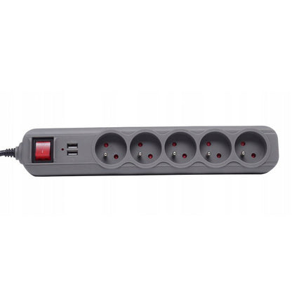 eGospodari.ro % Prelungitor electric cu 5 prize, 2 mufe USB si intrerupator KRAFT Profi K4034, lungime 3m