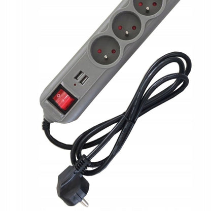 eGospodari.ro % Prelungitor electric cu 5 prize, 2 mufe USB si intrerupator KRAFT Profi K4034, lungime 3m